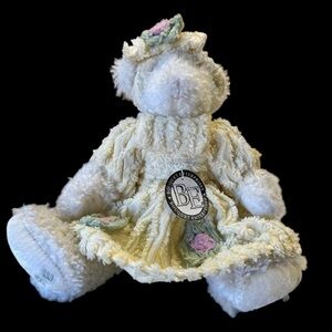 Chenille Baby Bear by Bouquet Enterprises 12” YellowDress w/ Bow Collectible NWT